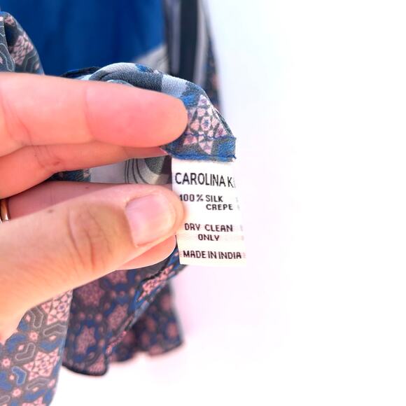 Carolina K Silk Mini Halter Short Cape Dress Blue Flowy Boho XS Cocktail - Picture 10 of 10